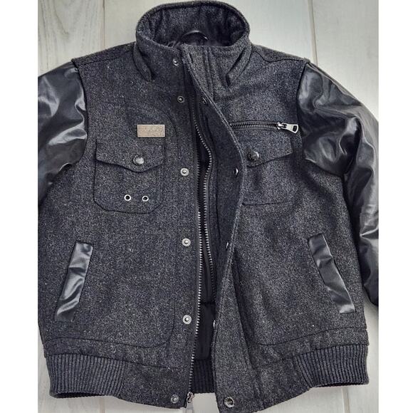 Coogi Kids Kids Jacket Size 7 Coat Black Bomber Zip Wool Blend Winter Heavy - Picture 6 of 9